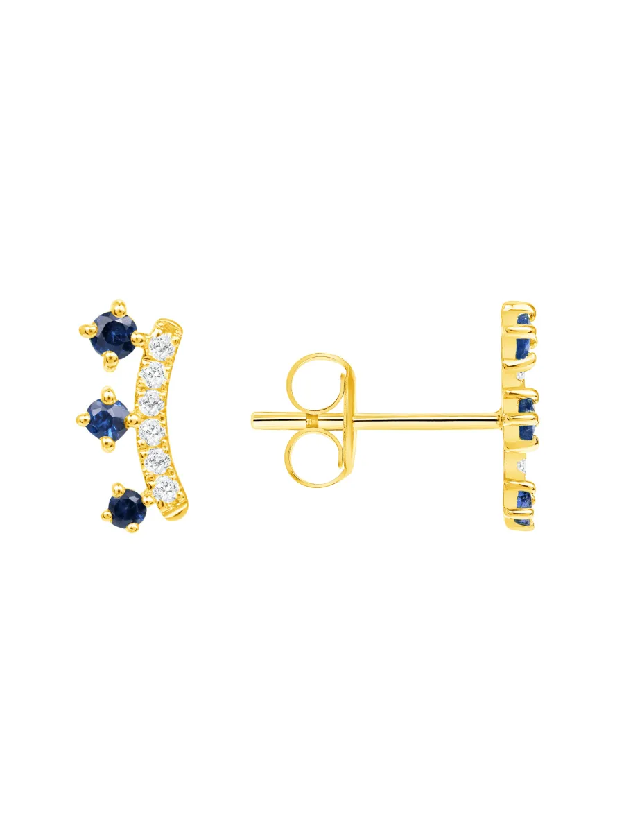 Crown Blue Sapphire Stud Earring 14K sold by LeMel