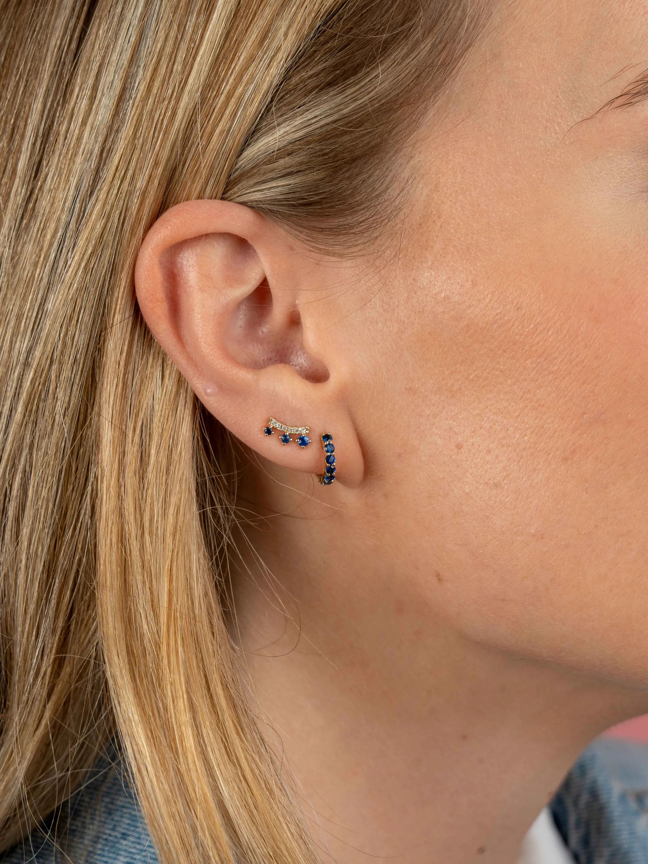 Crown Blue Sapphire Stud Earring 14K sold by LeMel product image thumbnail 2