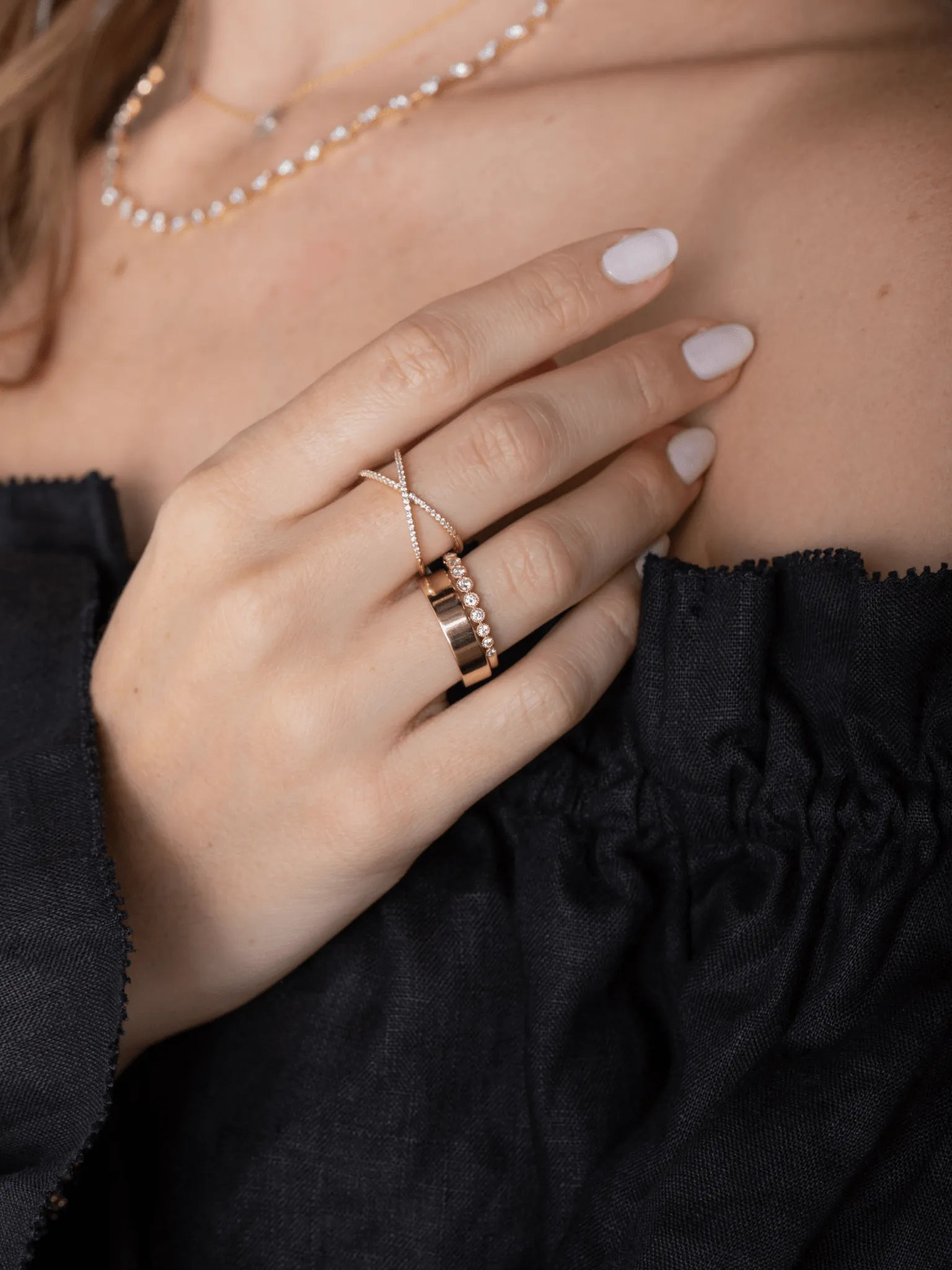 Criss Cross Diamond Ring 14K sold by LeMel product image thumbnail 5