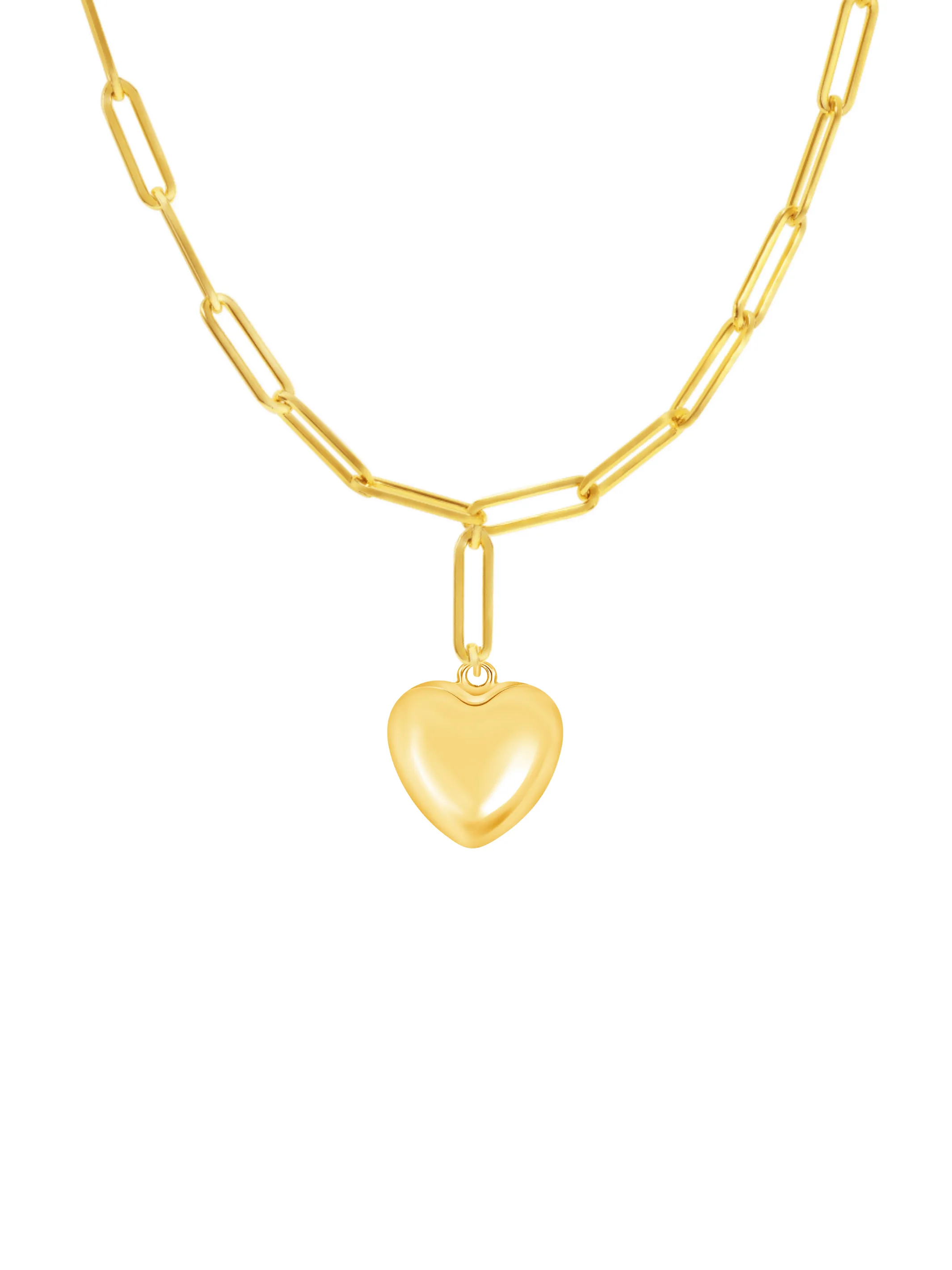 Goldie Puffy Heart Paperclip Chain Necklace sold by LeMel