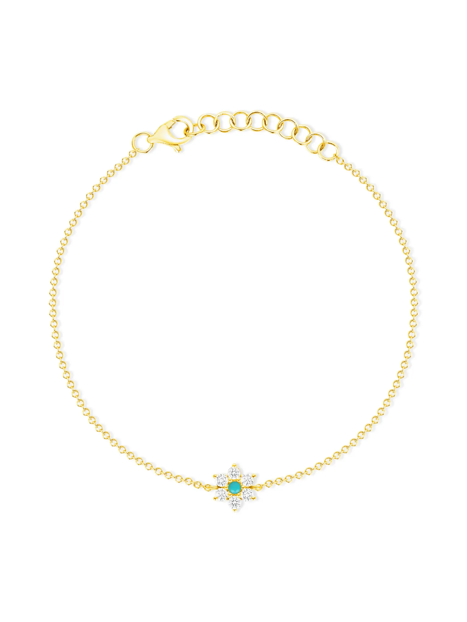 Amy Turquoise Flower Chain Bracelet 14K sold by LeMel