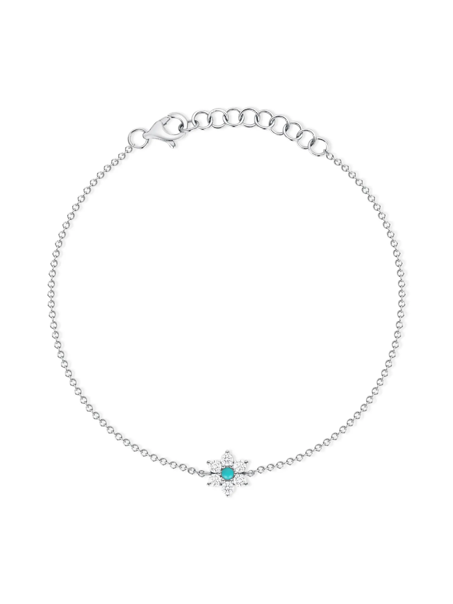 Amy Turquoise Flower Chain Bracelet 14K sold by LeMel product image thumbnail 4