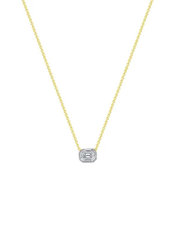 Emerald Illusion Bezeled Necklace 18K sold by LeMel