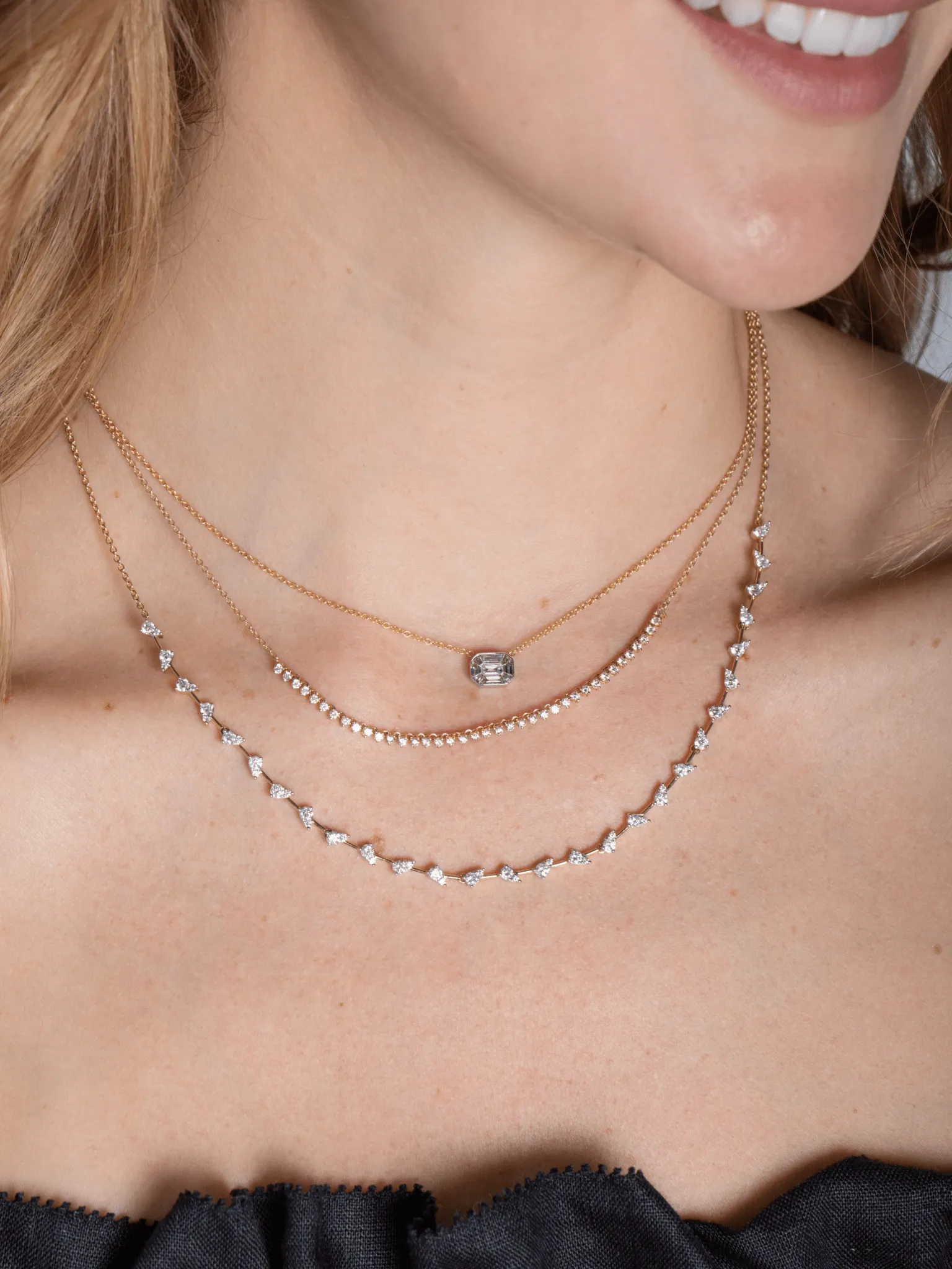 Emerald Illusion Bezeled Necklace 18K sold by LeMel product image thumbnail 2