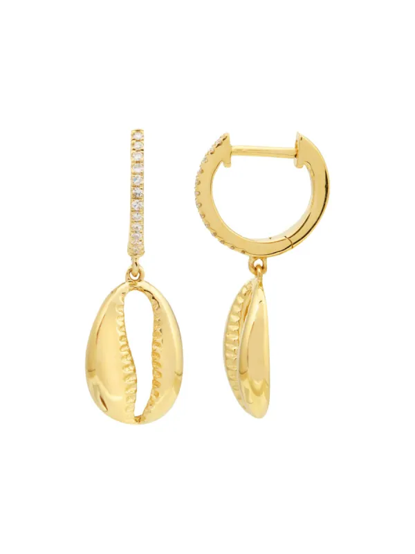 Puka Shell Huggie Earring 14K sold by LeMel