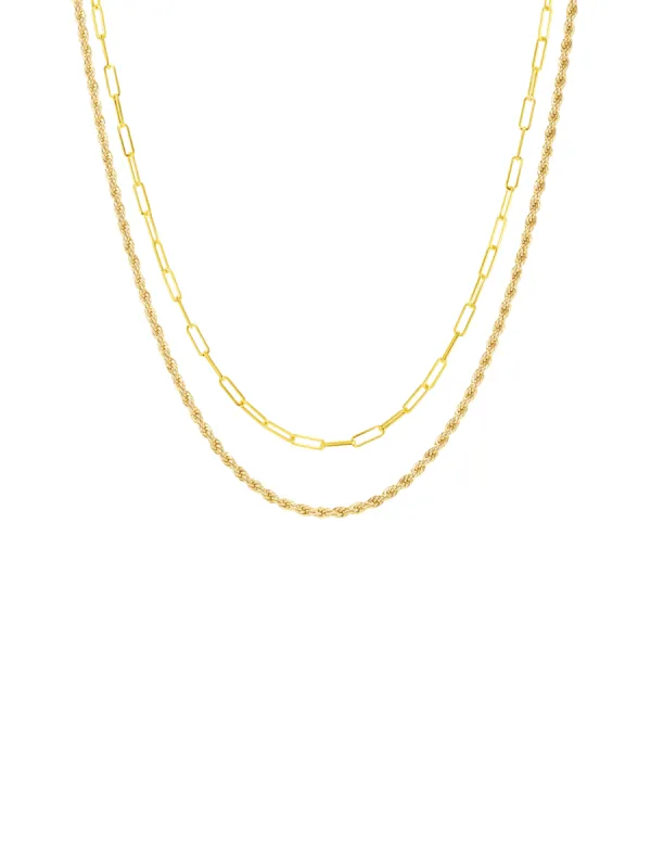 Rope Chain + Paperclip Chain Necklace Set sold by LeMel