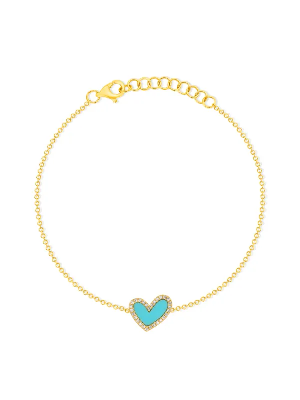 Hailey Heart Turquoise Bracelet 14K sold by LeMel
