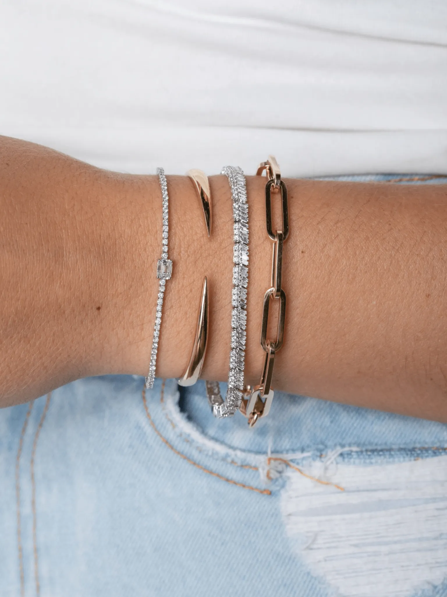 Feather Diamond Tennis Bracelet 14K sold by LeMel product image thumbnail 2