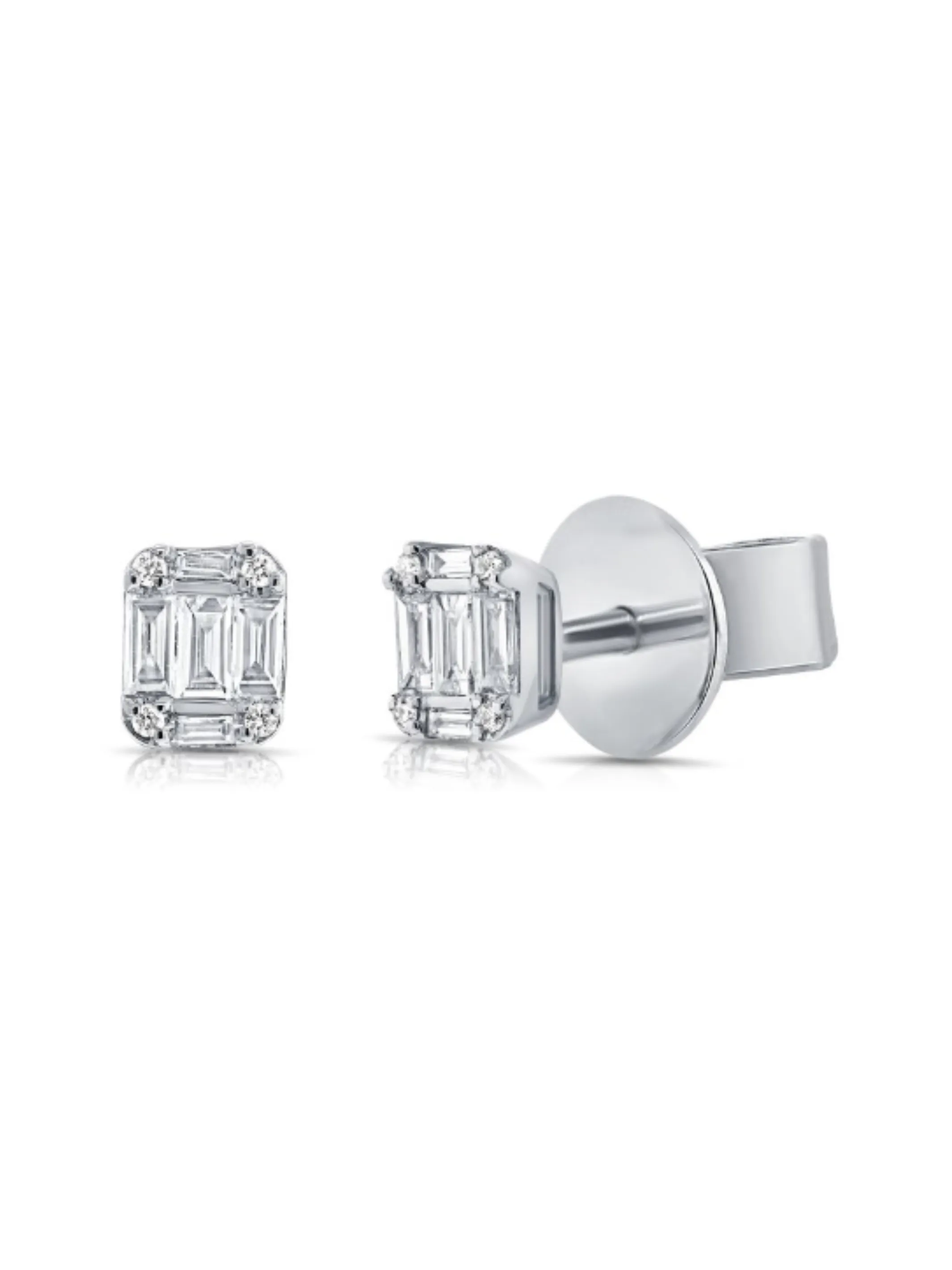 Baguette Diamond Illusion Stud Earrings 14K sold by LeMel product image thumbnail 3