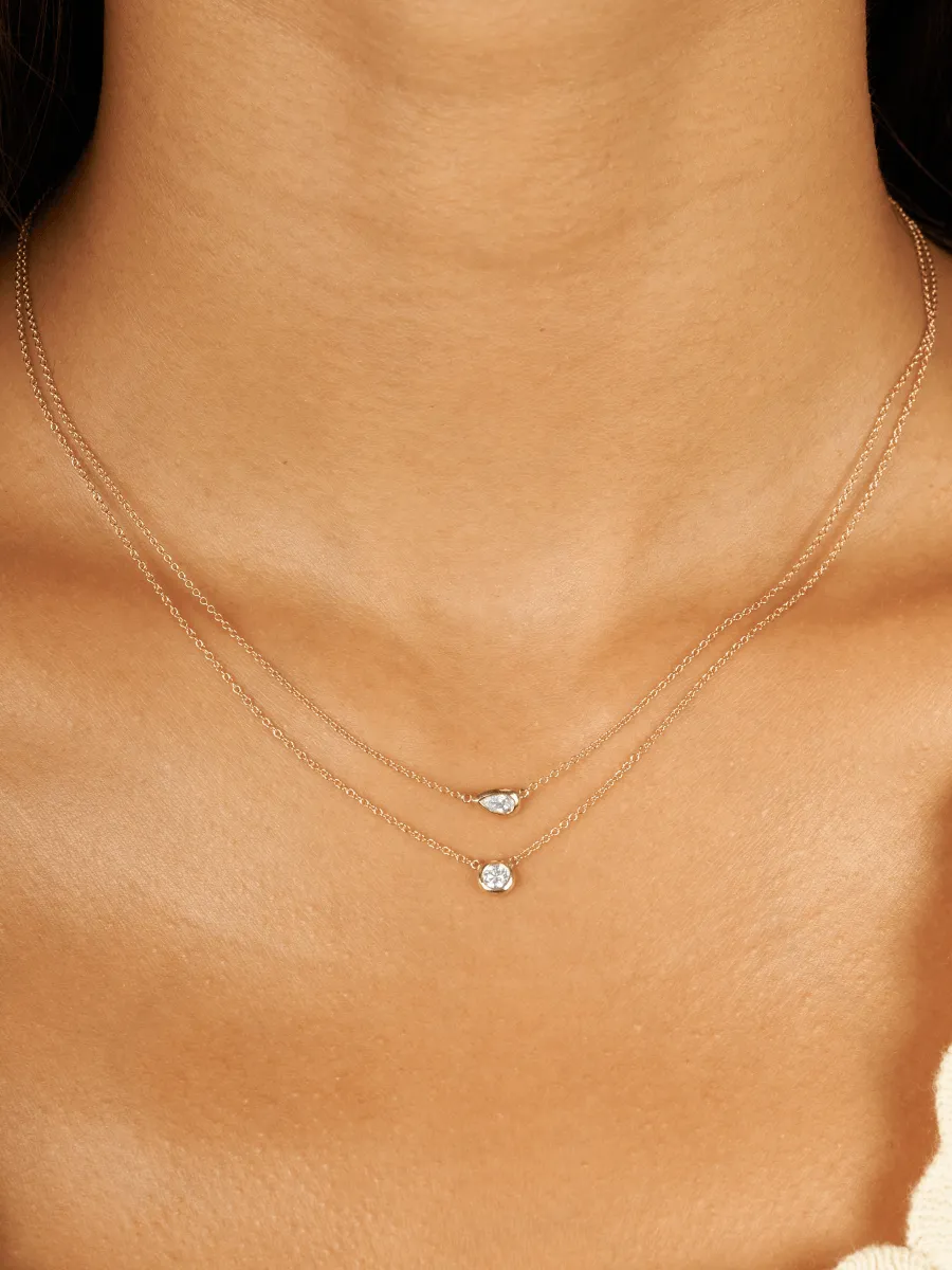 Round Bezel Diamond Necklace 14K sold by LeMel product image thumbnail 5