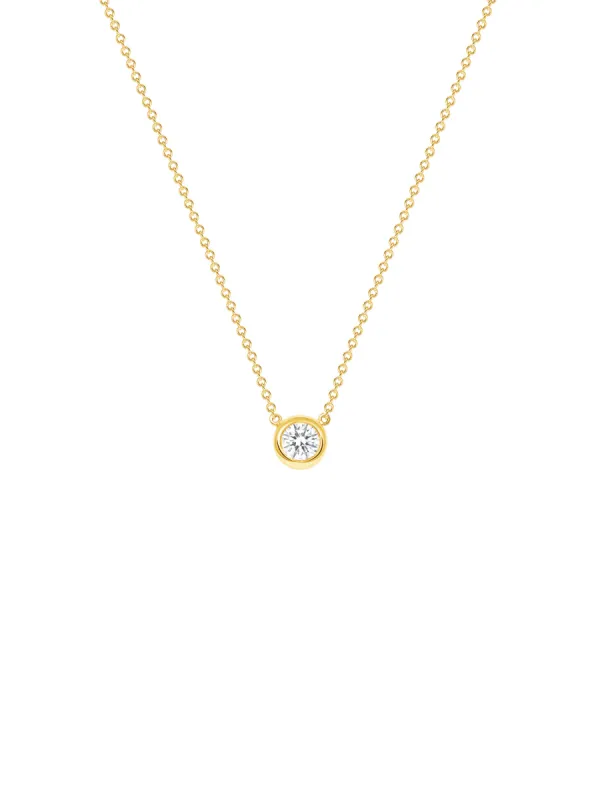 Round Bezel Diamond Necklace 14K sold by LeMel