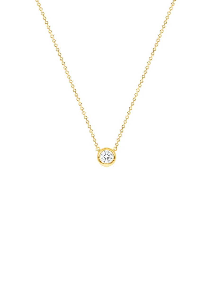 Round Bezel Diamond Necklace 14K sold by LeMel