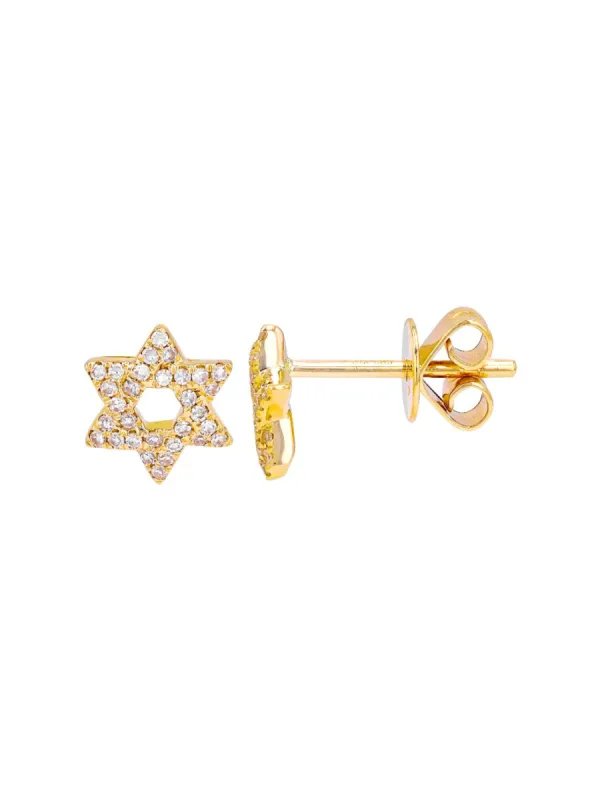 Star of David Diamond Stud Earrings 14K sold by LeMel