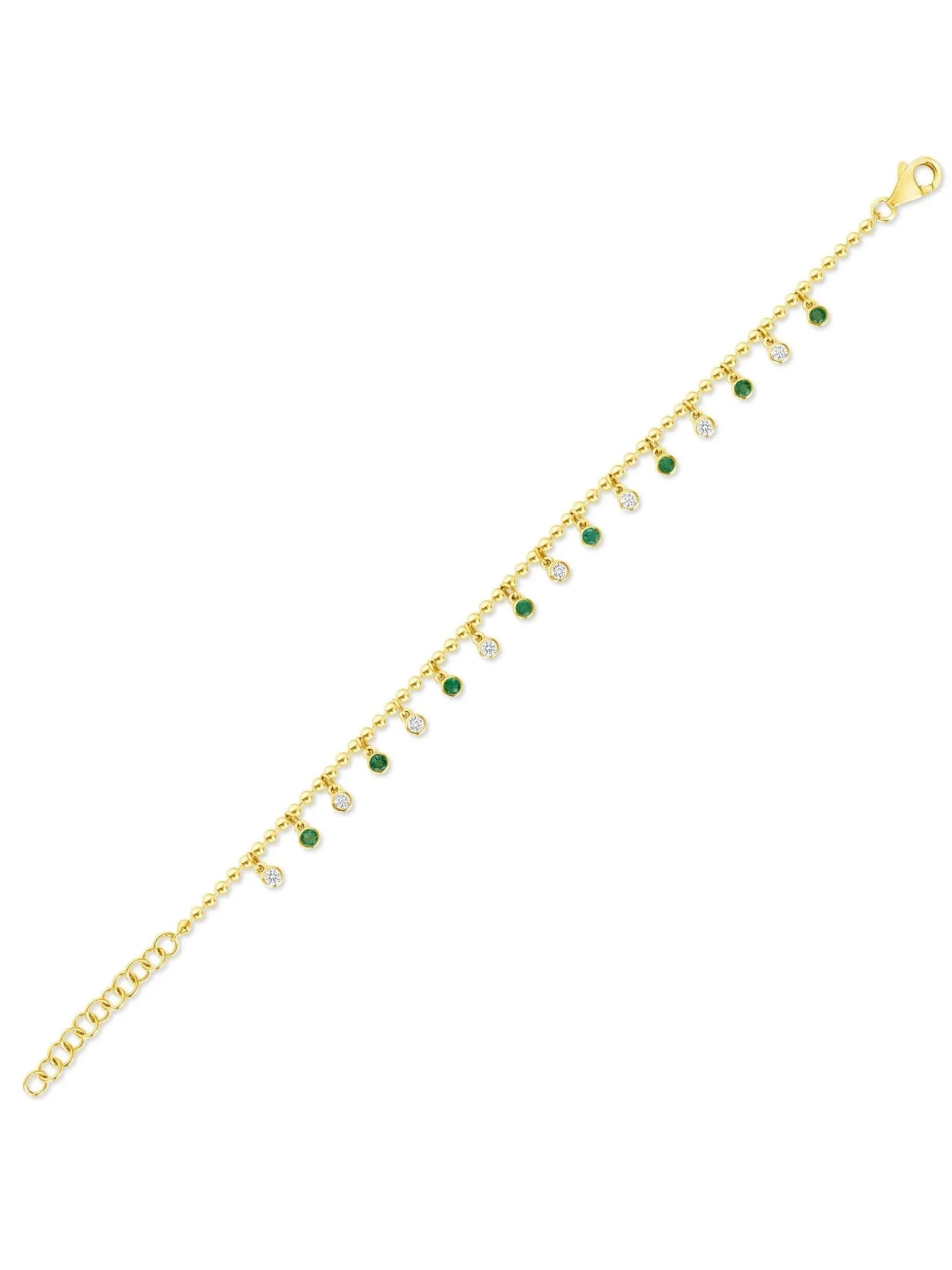 Jennie Diamond and Emerald Bezel Dangle Beaded Bracelet 14K sold by LeMel product image thumbnail 4