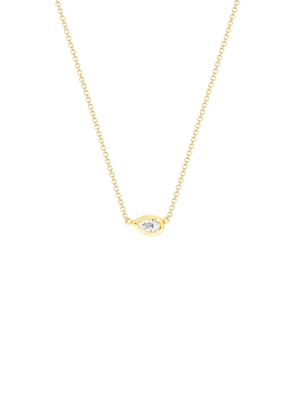 Pear Bezel Diamond Necklace 14K sold by LeMel