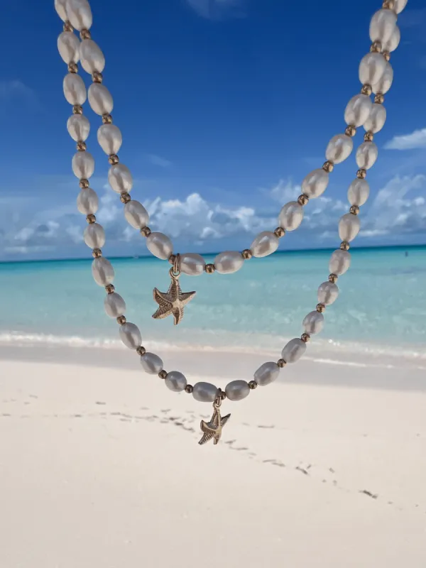 Emma Pearl and Starfish Necklace sold by LeMel
