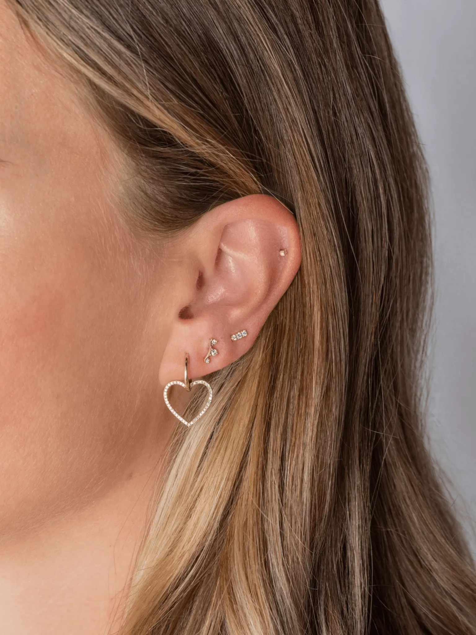 Lucy Diamond heart Huggies 14K sold by LeMel product image thumbnail 3