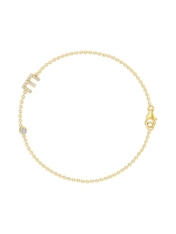 The Diamond Initial Bracelet 14K - 1 Letter sold by LeMel