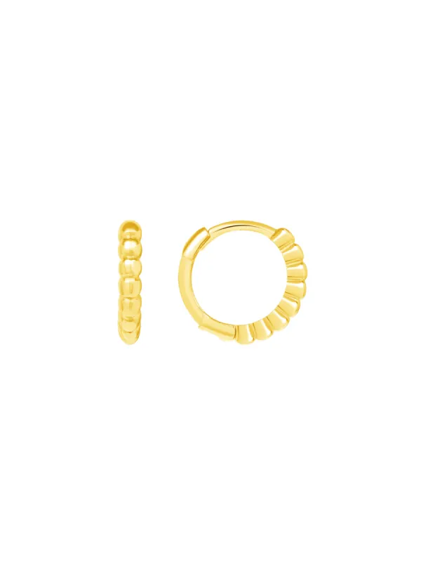 Mini Beaded Huggie Earring 14K sold by LeMel