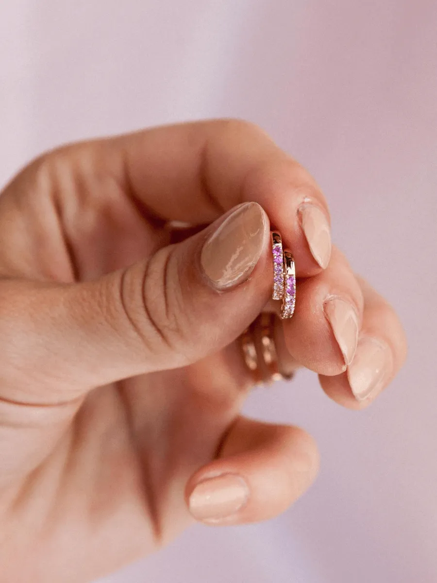 Pink Ombre Huggie Earrings 14K sold by LeMel product image thumbnail 3
