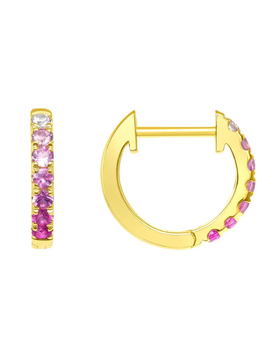 Pink Ombre Huggie Earrings 14K sold by LeMel