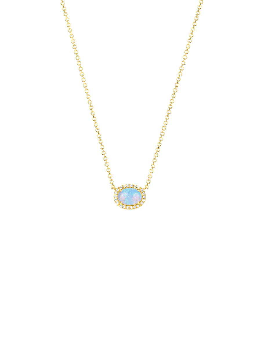 Opal and Diamond Necklace 14K sold by LeMel