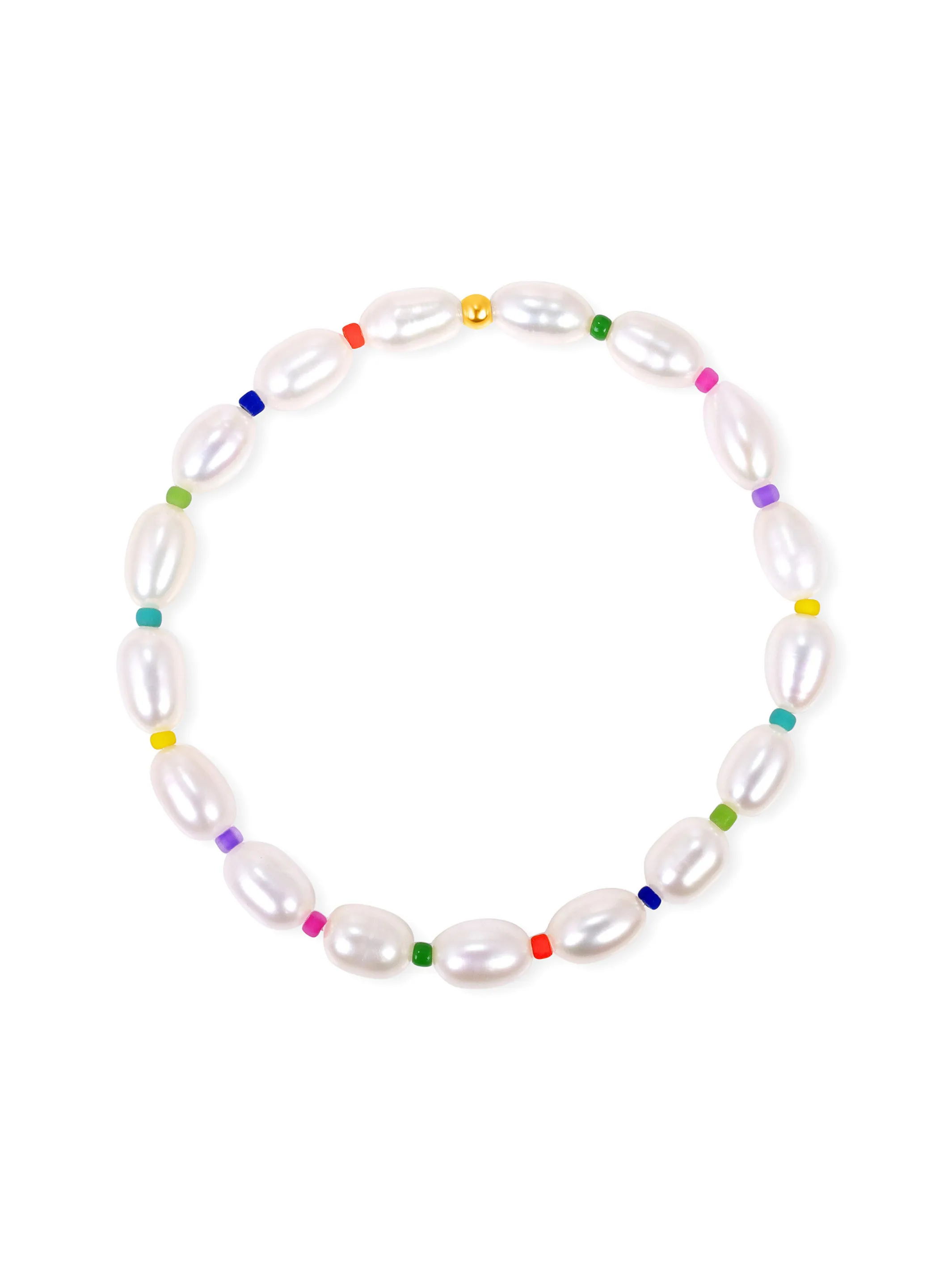 Emma Rainbow Pearl Stretch Bracelet sold by LeMel