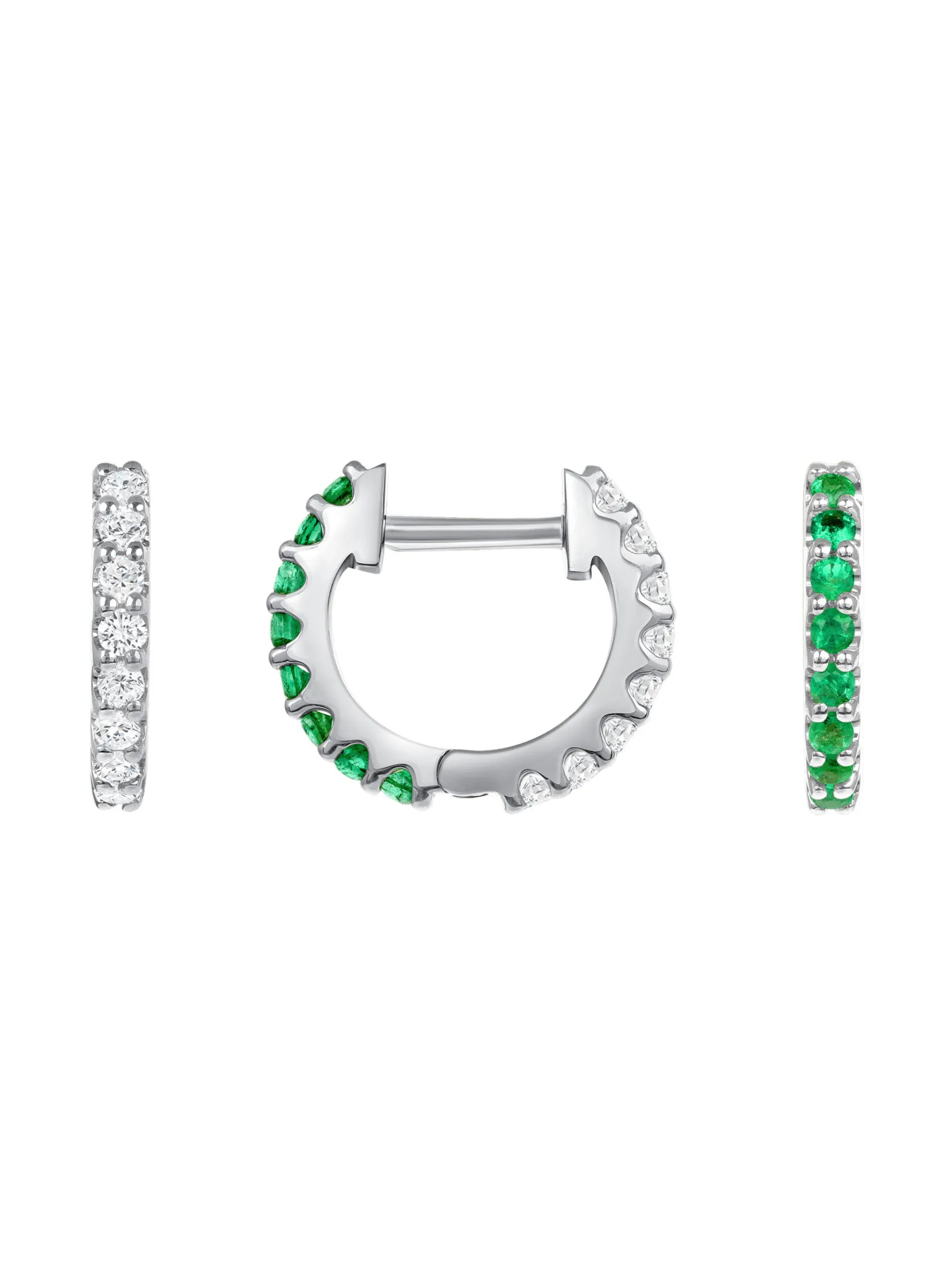 Reversible Emerald and Diamond Huggie 14K sold by LeMel product image thumbnail 5