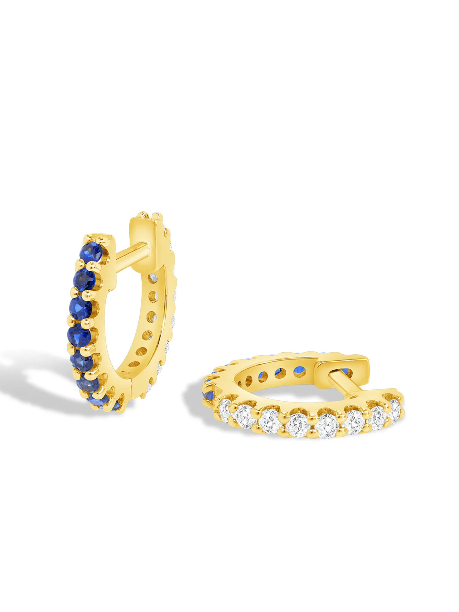 Reversible Blue Sapphire and Diamond Huggie 14K sold by LeMel