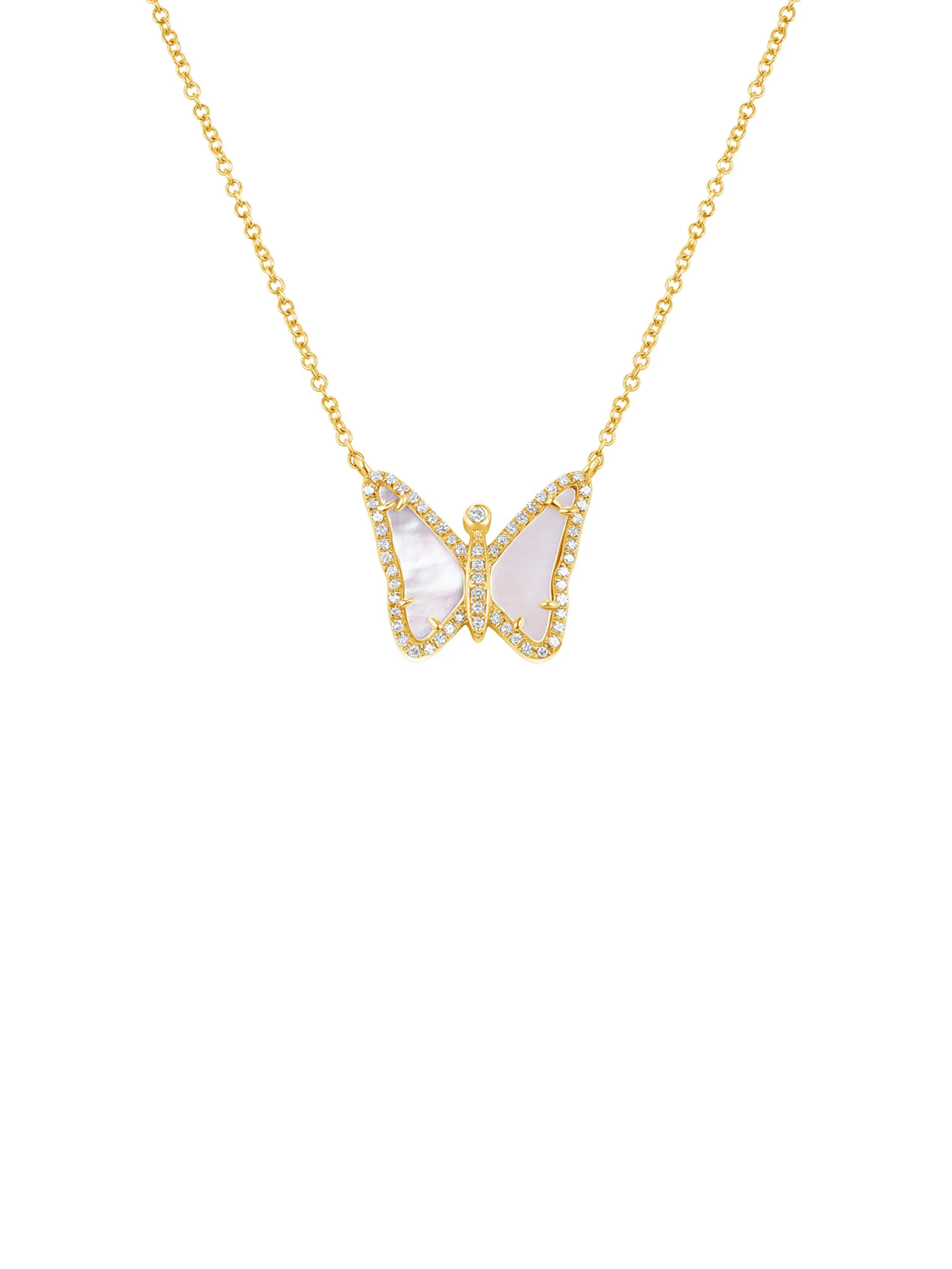 Butterfly Mother of Pearl Necklace 14K sold by LeMel