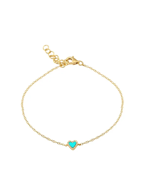 Scarlett Turquoise Heart Bracelet 14K sold by LeMel