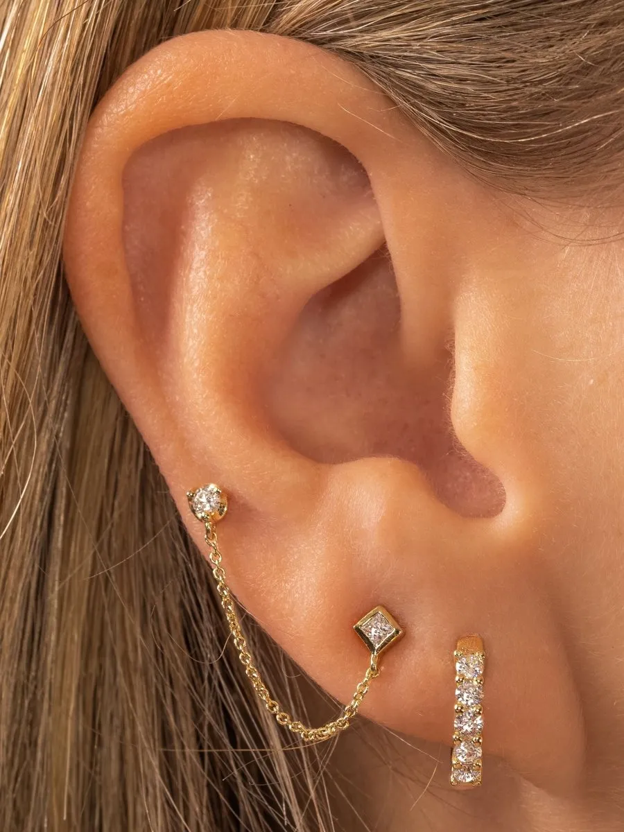 Alex Double Stud Chain Earring 14K sold by LeMel product image thumbnail 2