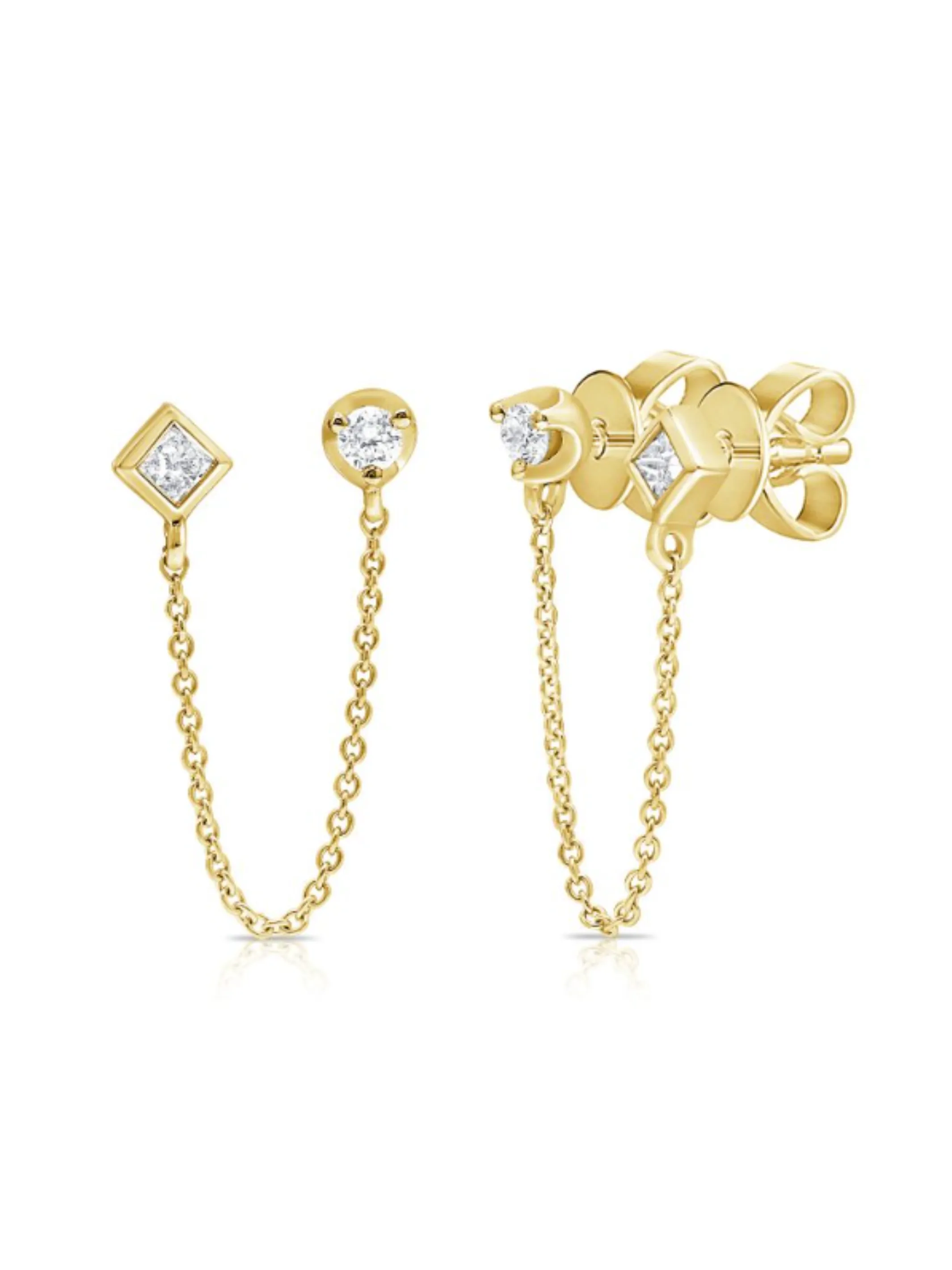 Alex Double Stud Chain Earring 14K sold by LeMel
