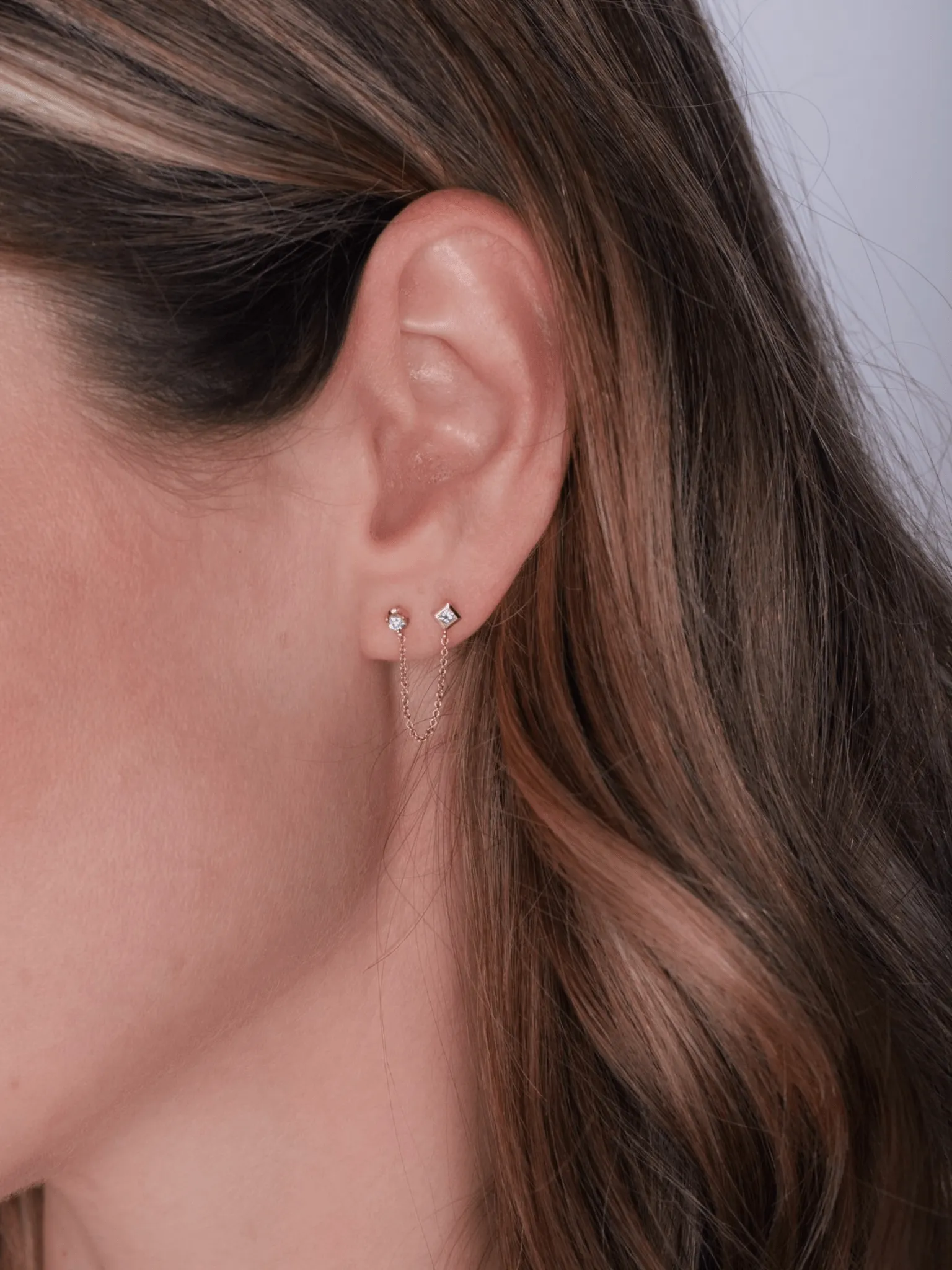 Alex Double Stud Chain Earring 14K sold by LeMel product image thumbnail 4