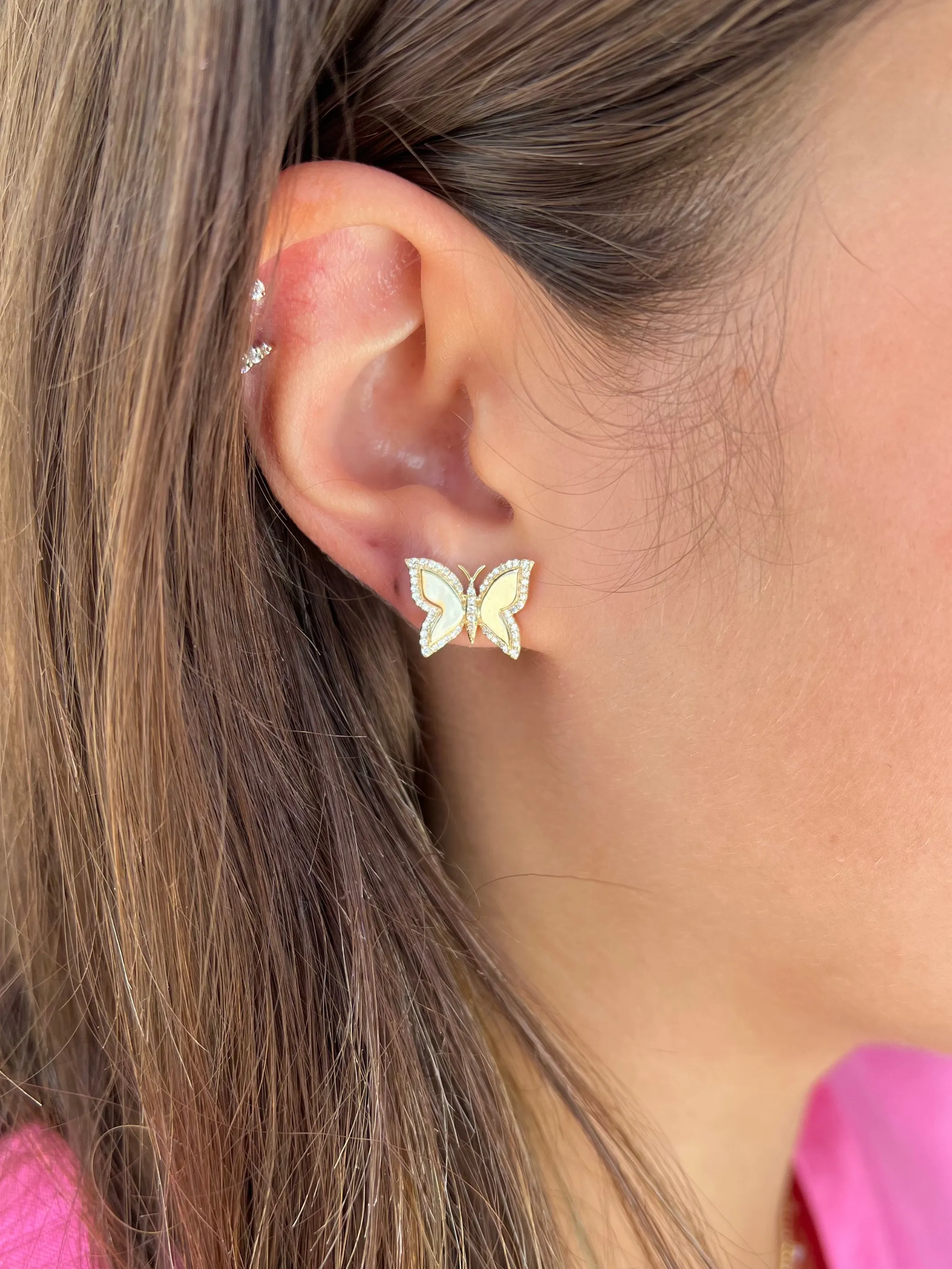 Brit Butterfly Stud Earrings 14K sold by LeMel product image thumbnail 2