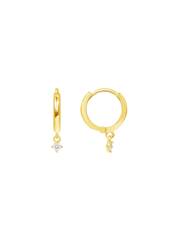 Charmed Gold Huggie Earrings 14K sold by LeMel