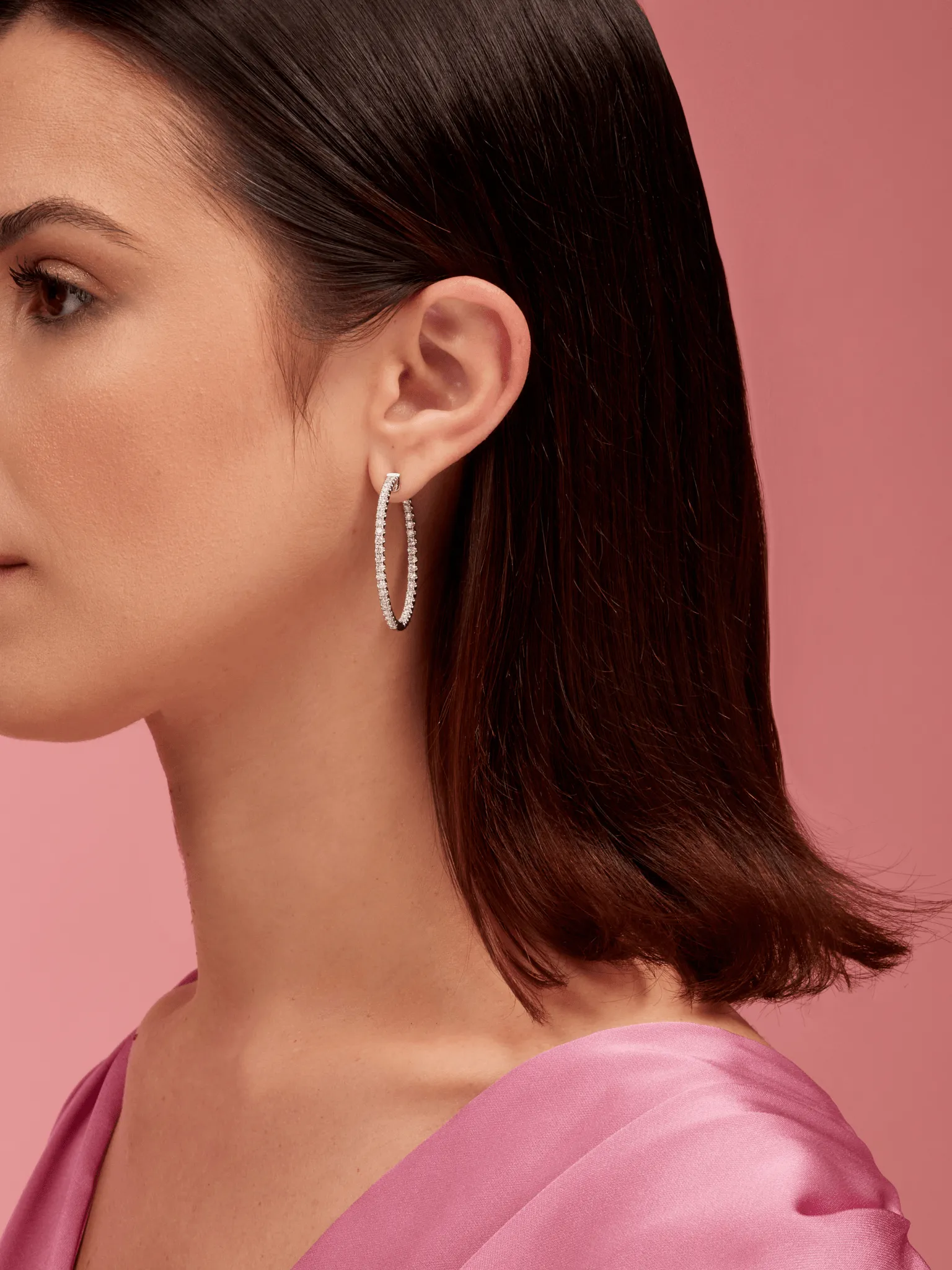 Chunky Inside Out Diamond Hoop Earrings 18K sold by LeMel product image thumbnail 2