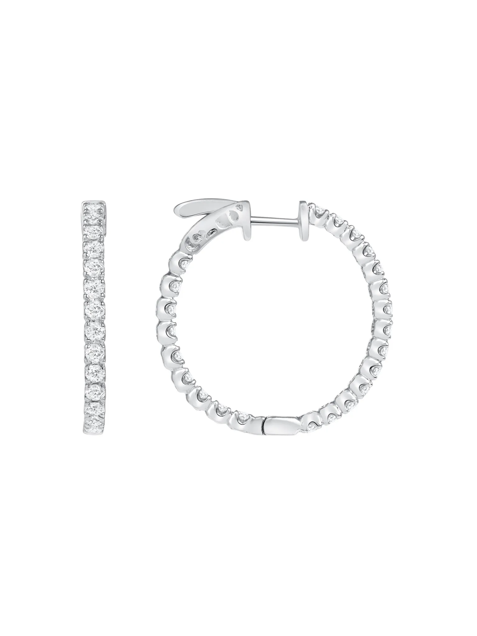 Chunky Inside Out Diamond Hoop Earrings 18K sold by LeMel product image thumbnail 4