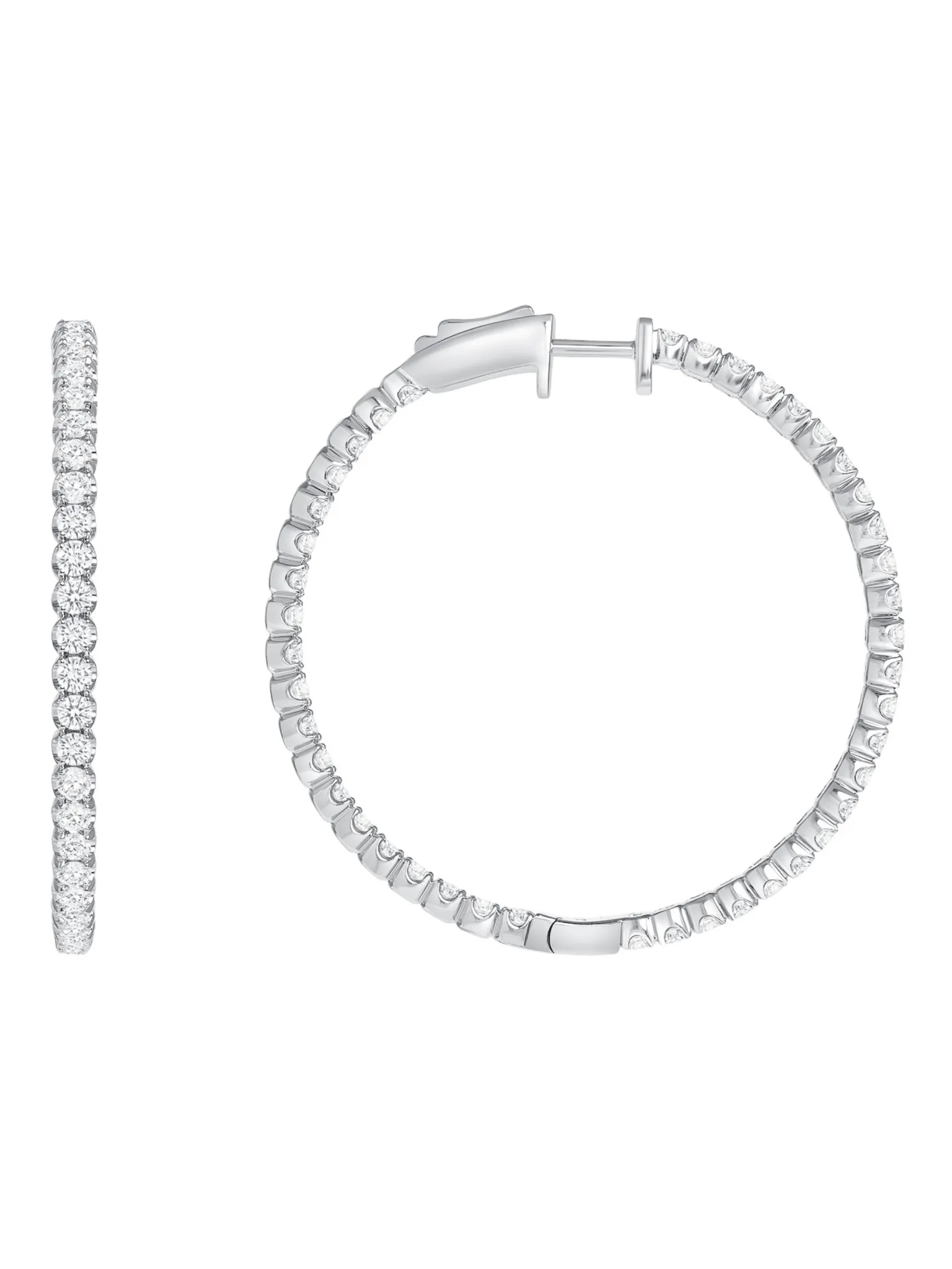 Chunky Inside Out Diamond Hoop Earrings 18K sold by LeMel