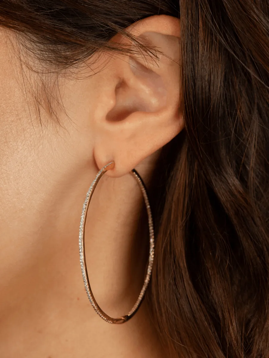 Inside Out Diamond Hoop Earrings 14K sold by LeMel product image thumbnail 4