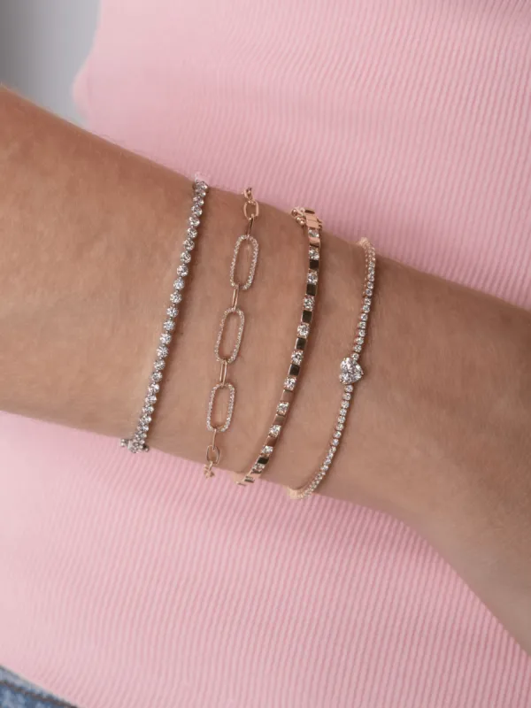Heart Cut Solitaire Diamond Tennis Bracelet 14K sold by LeMel