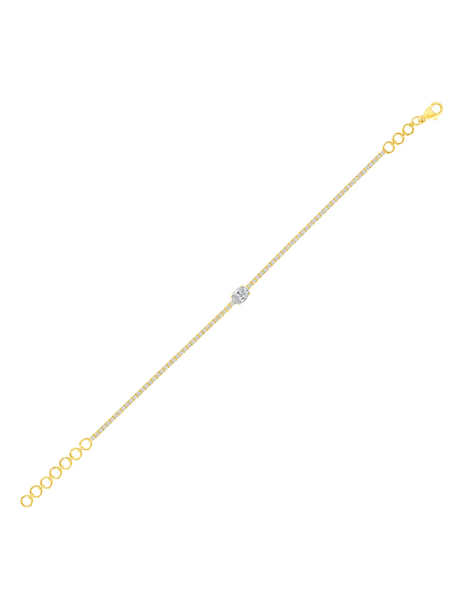 Oval Solitaire Diamond Tennis Bracelet 14K sold by LeMel product image thumbnail 5