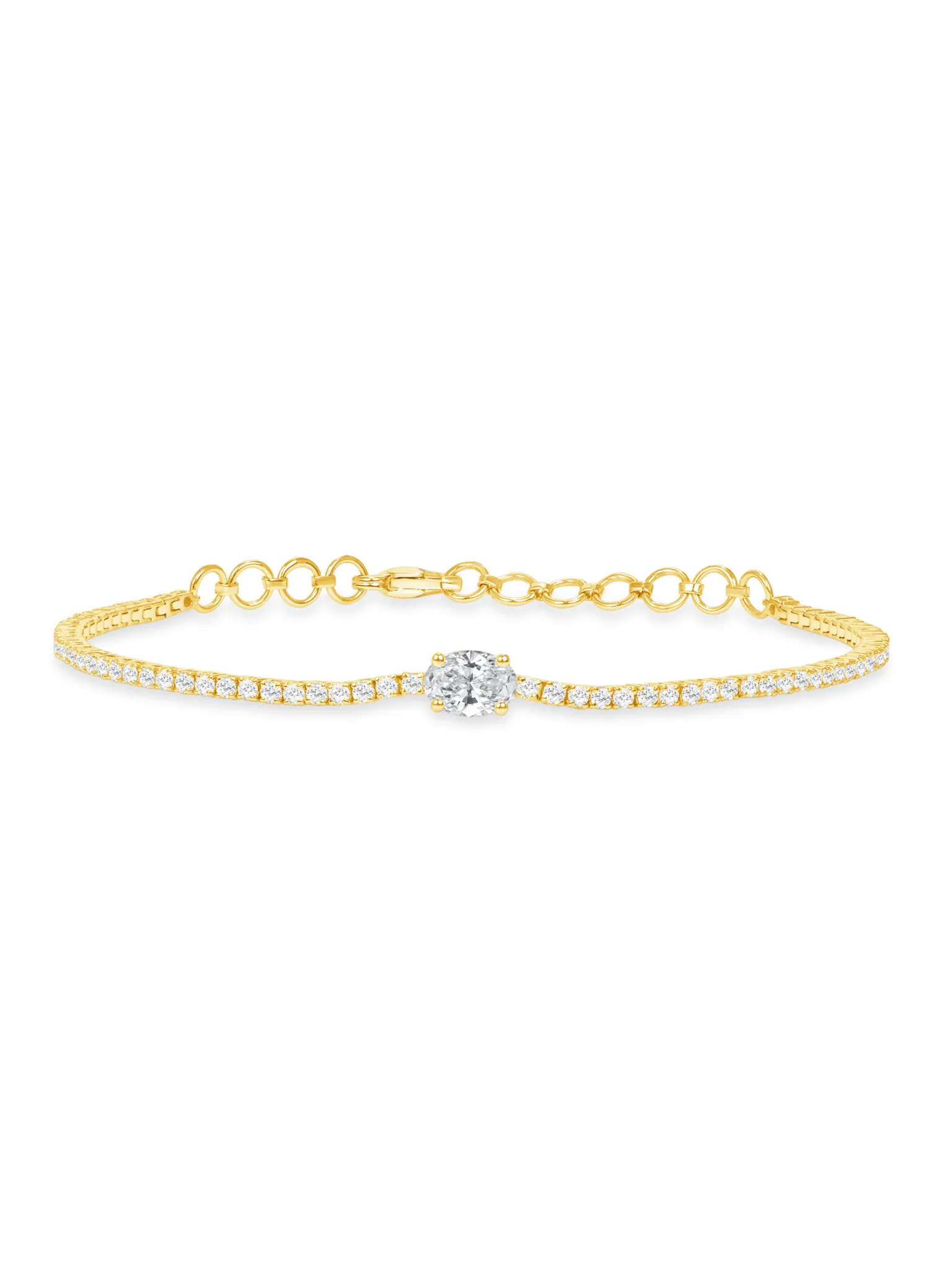 Oval Solitaire Diamond Tennis Bracelet 14K sold by LeMel product image thumbnail 4