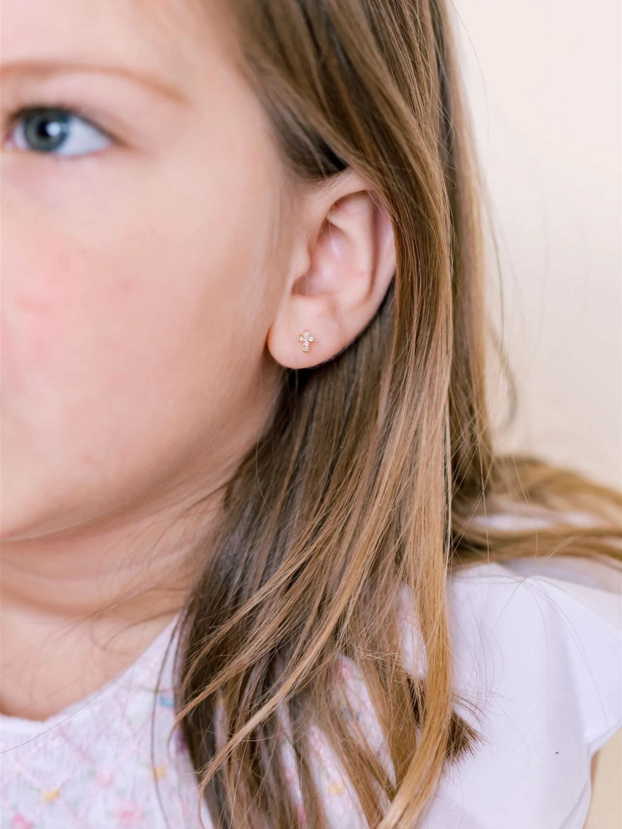 Diamond Cross Stud Earring 14K sold by LeMel product image thumbnail 2