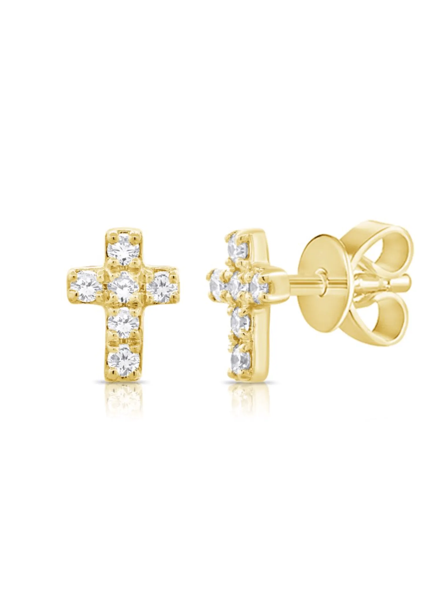 Diamond Cross Stud Earring 14K sold by LeMel