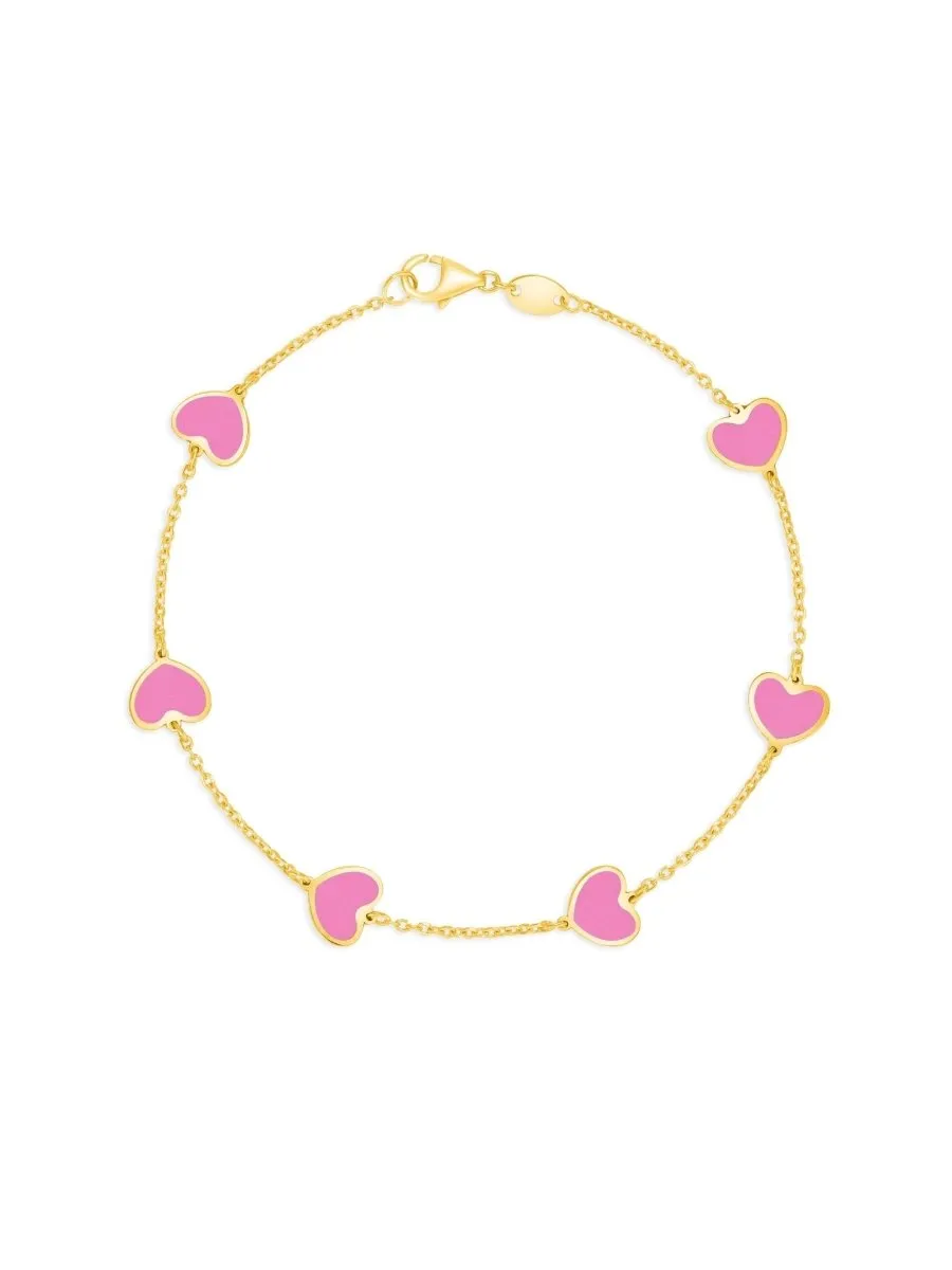 Endless Heart Pink Bracelet 14K sold by LeMel