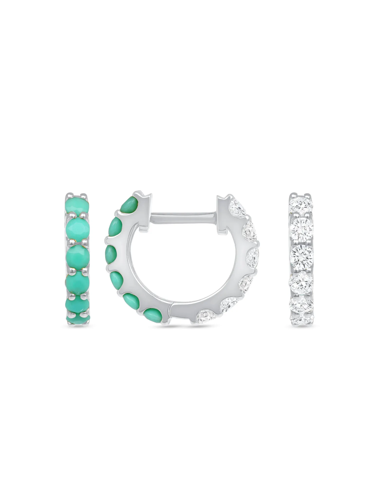 Reversible Turquoise and Diamond Huggie 14K sold by LeMel product image thumbnail 5