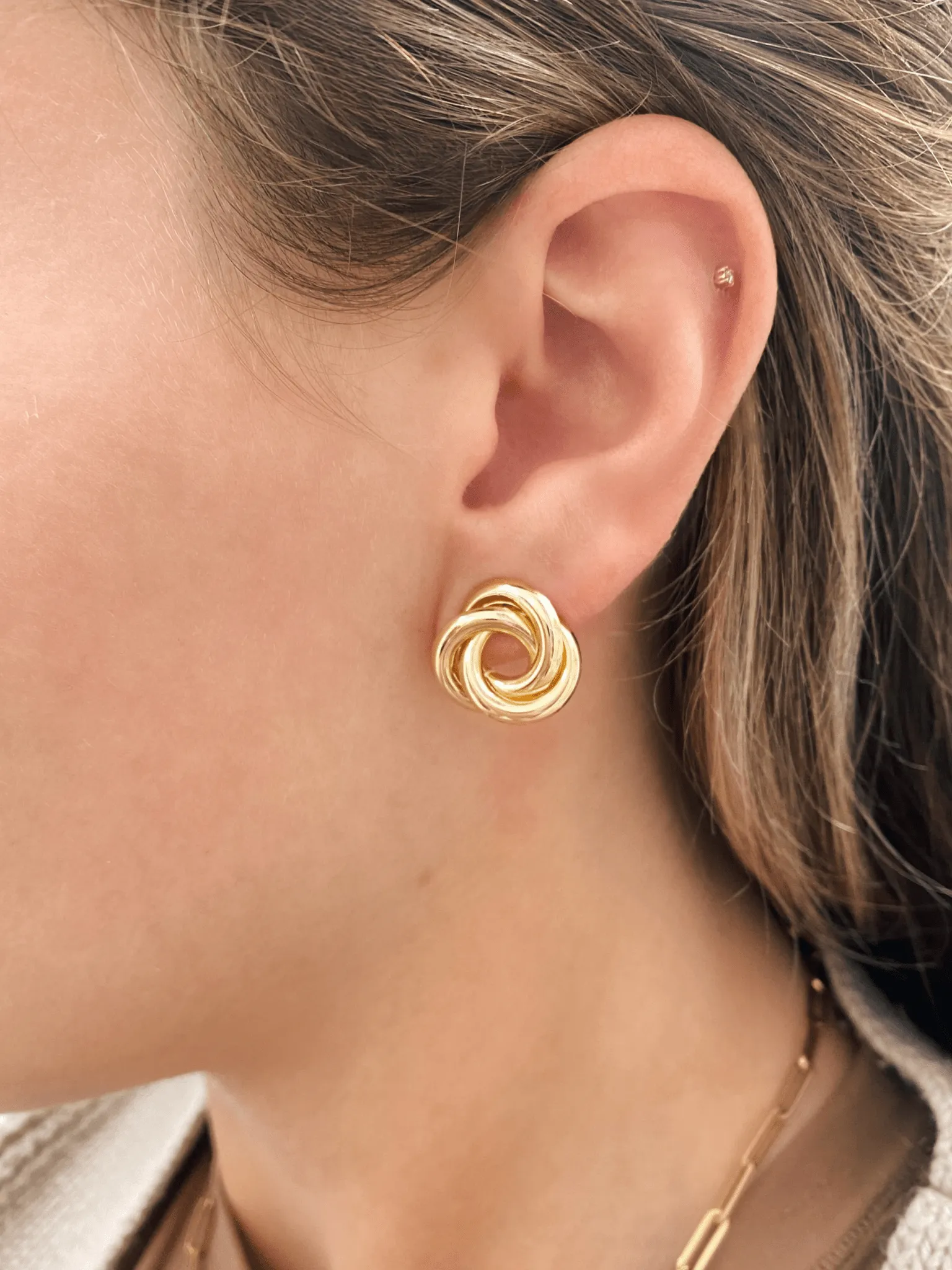 Knot Stud Earrings 14K sold by LeMel product image thumbnail 2