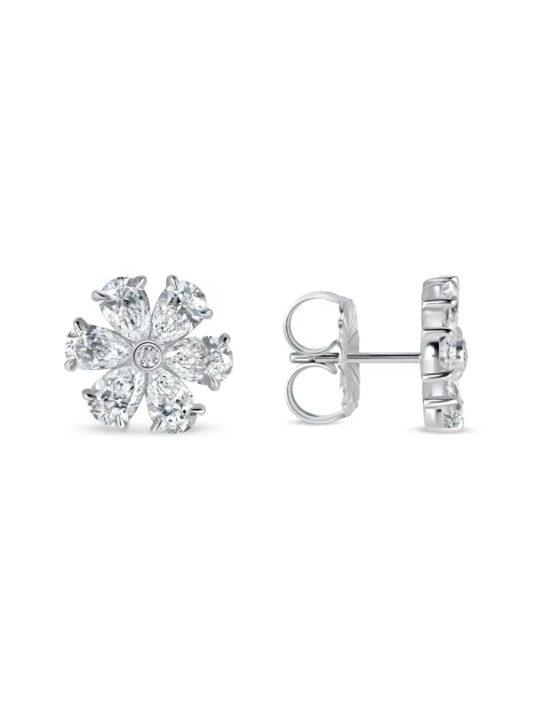 Julie Flower Diamond Stud Earrings 14K sold by LeMel