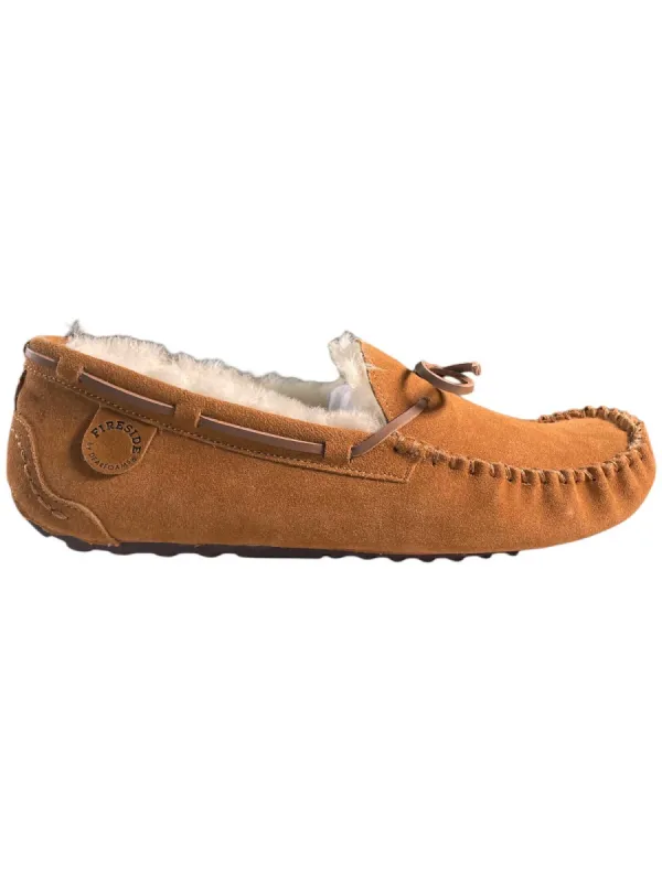 Fireside by Dearfoams Men's Victor Genuine Shearling Moccasin Slipper with Tie sold by Out&Back Outdoor